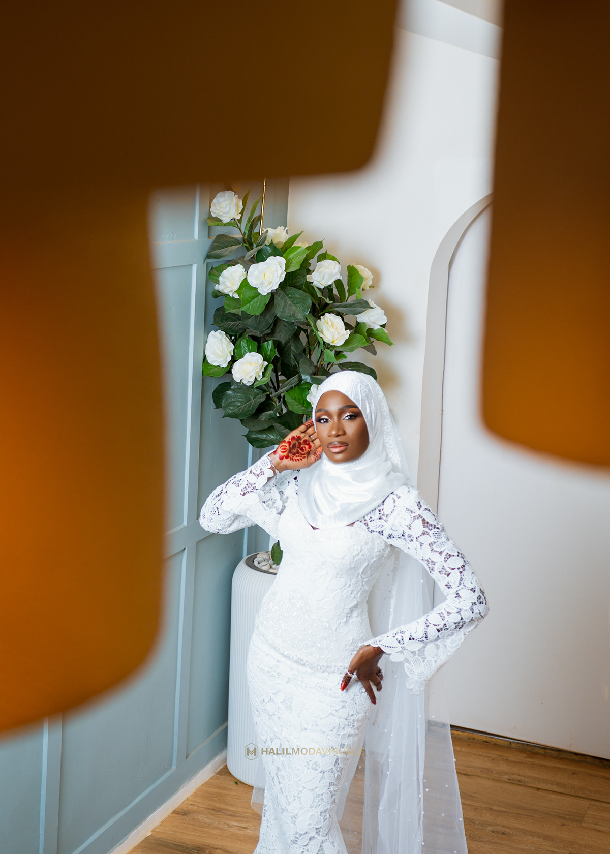 Mariee hijab robe dentelle blanche